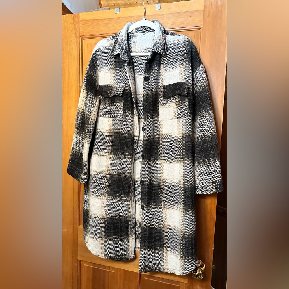 Plaid Button Down Shacket - image 1